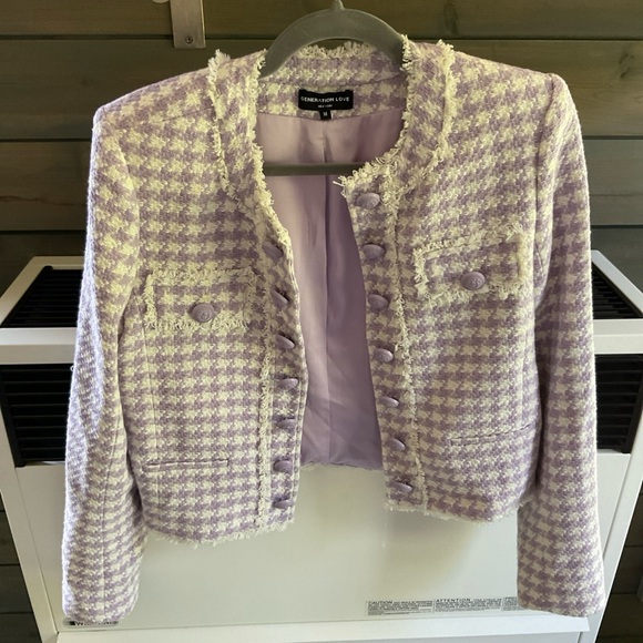 Generation Love Killian tweed jacket blazer lavender cream NWOT medium - Picture 1 of 3